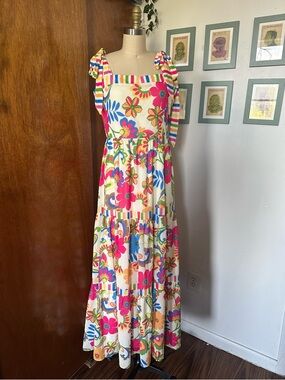 Flying Tomato floral HIDDEN PARADISE WOVEN MAXI DRESS large